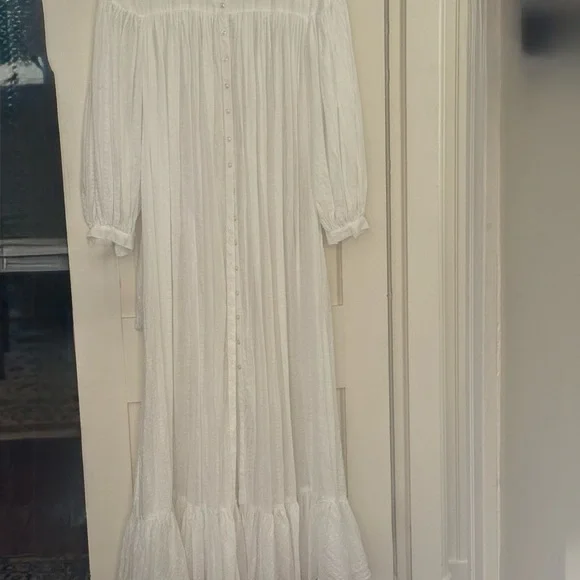 Vintage Eileen West for Queen Anne’s Lace White Cotton Maternity Dress - Picture 5 of 11